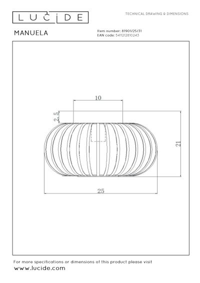 Lucide MANUELA - Flush ceiling light - Ø 25 cm - 1xE27 - White